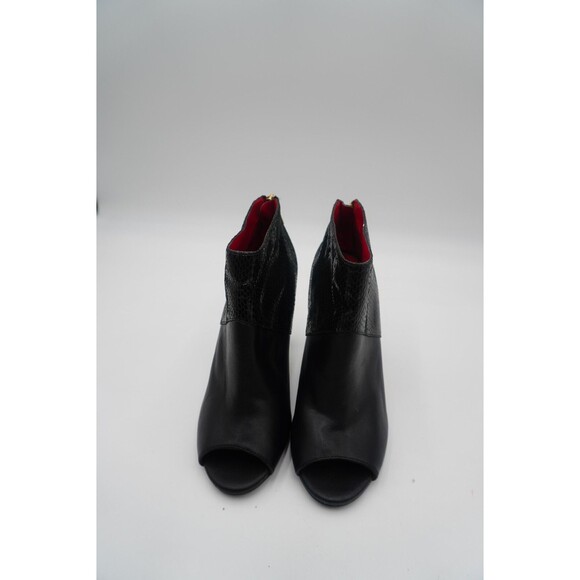 Charles Jourdan Black Snakeskin Back Zipper Peep Toe Stiletto Ankle Boot Sz 8.5 - Picture 8 of 12